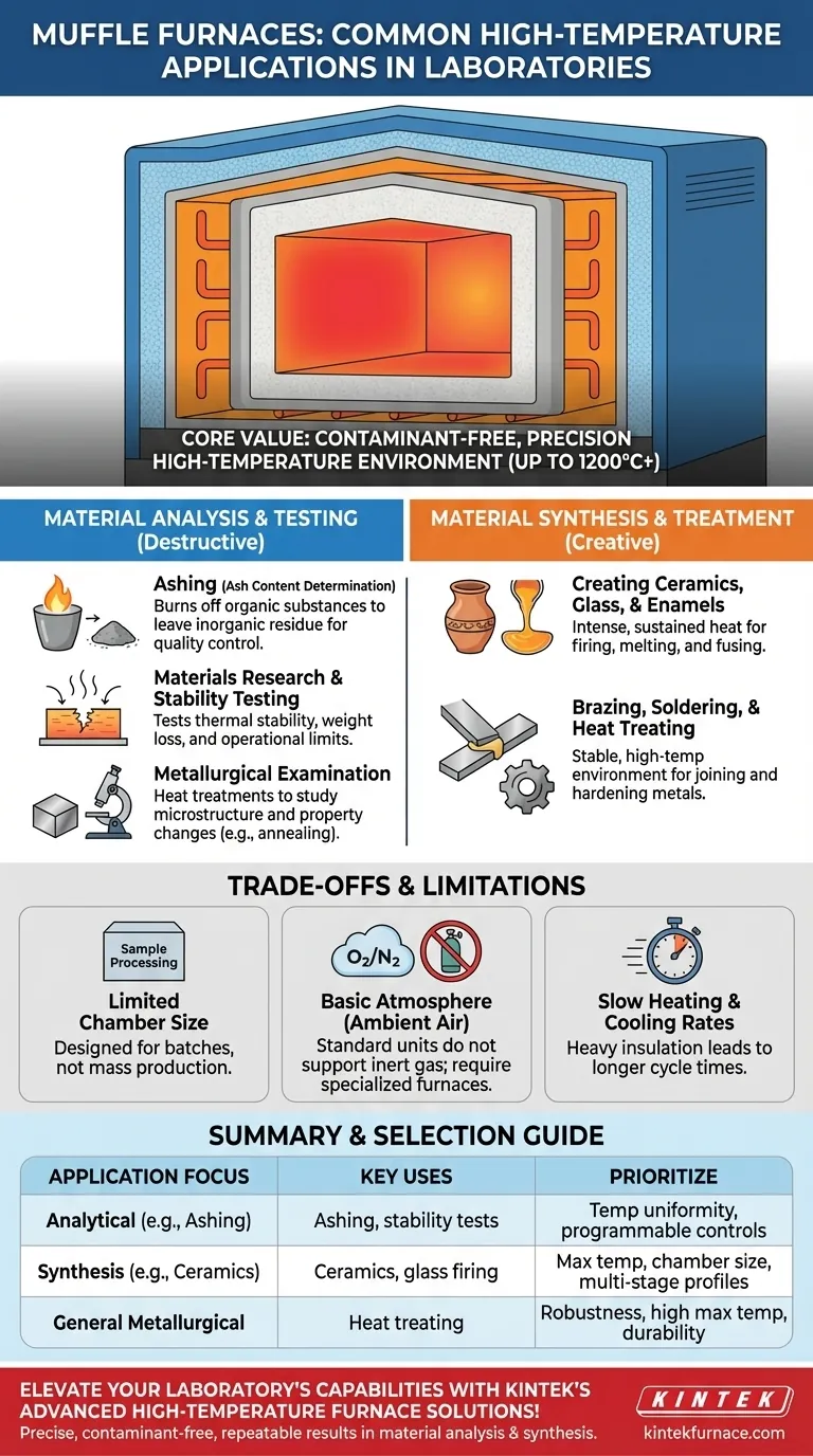 What are common high-temperature applications of muffle furnaces in laboratories? Unlock Precision in Material Testing and Synthesis Visual Guide