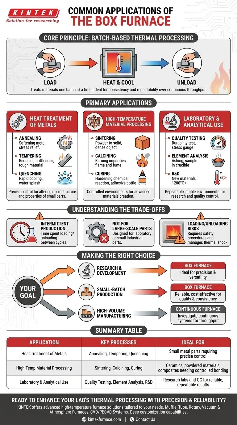 Quais são as aplicações comuns do forno de caixa? Desbloqueie o Tratamento Térmico de Precisão para o Seu Laboratório Guia Visual