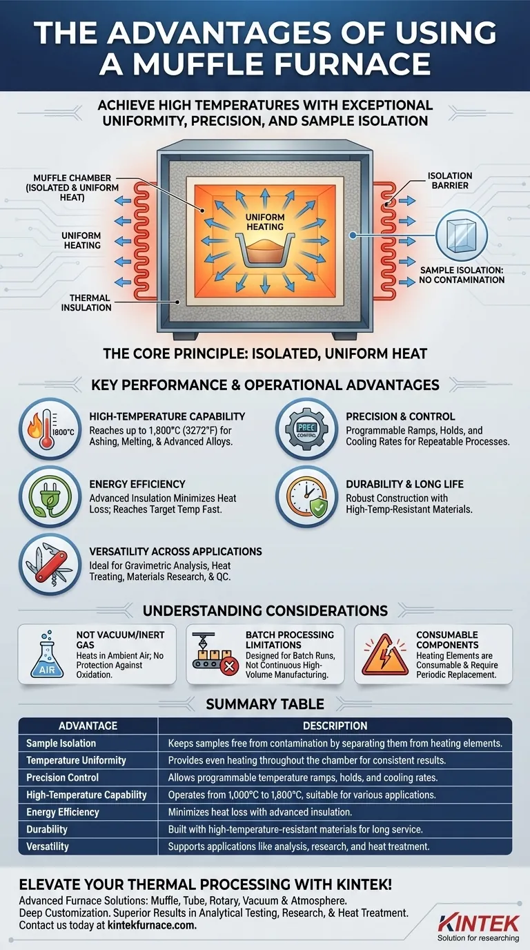 What are the advantages of using a muffle furnace? Achieve Precise, Contamination-Free Heat Treatment Visual Guide
