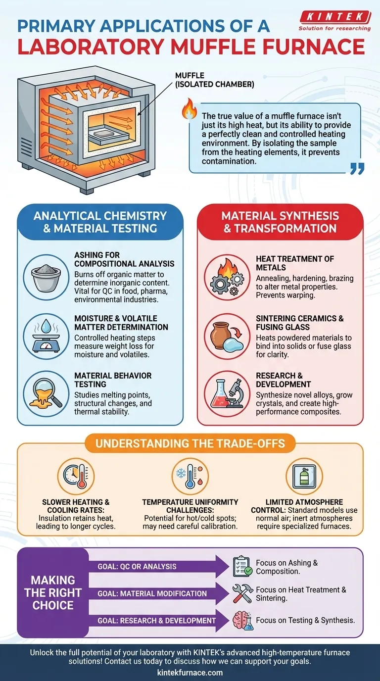 What are the primary applications of a laboratory muffle furnace? Achieve Precise, Contaminant-Free High-Temperature Processing Visual Guide