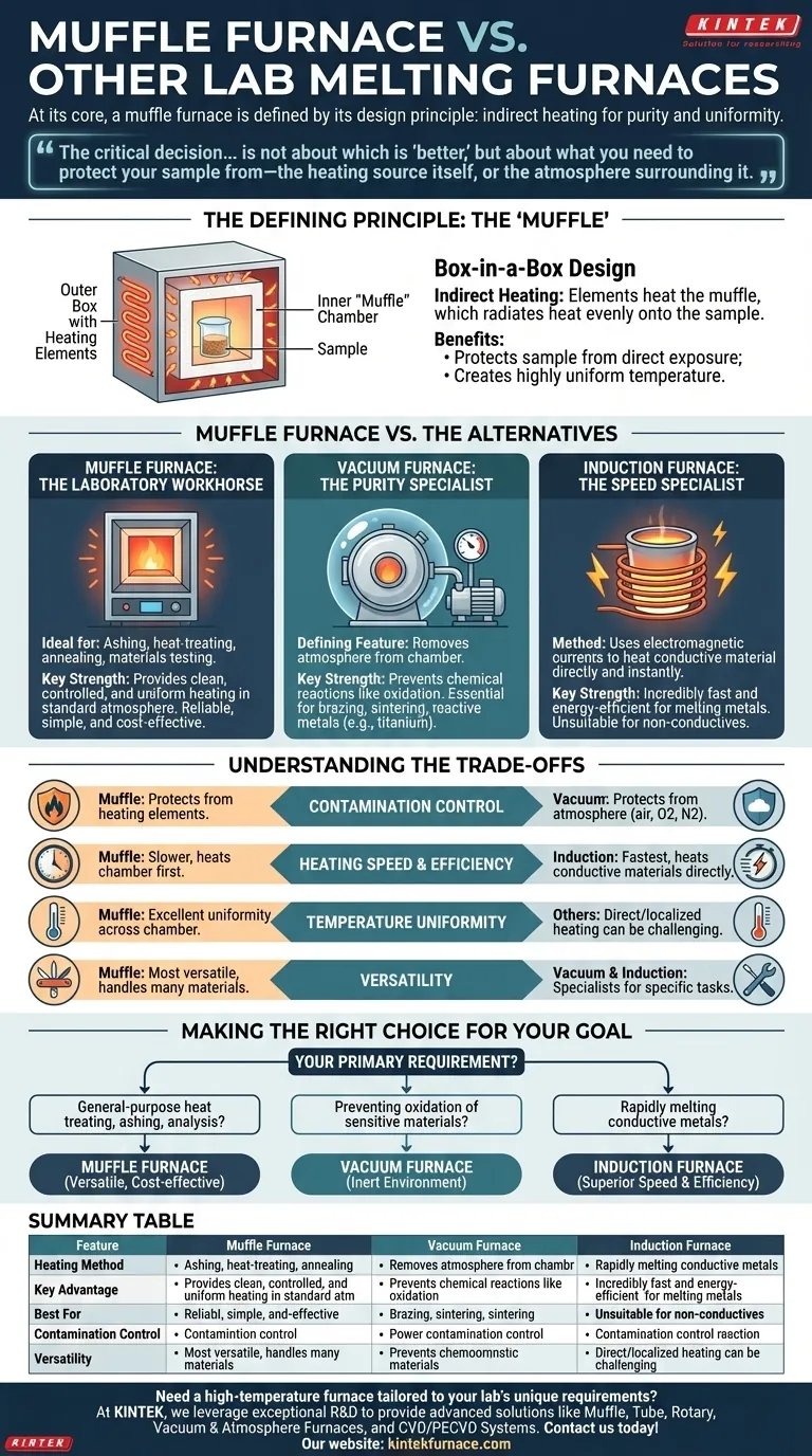How does a muffle furnace compare to other types of laboratory melting furnaces? Discover the Best Fit for Your Lab Visual Guide