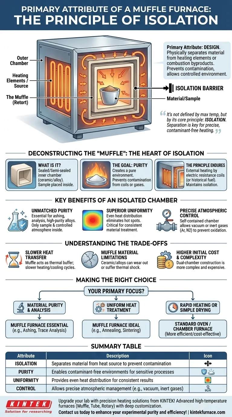 Qual é o atributo principal de um Forno Mufla? Desbloqueie o aquecimento livre de contaminantes para o seu laboratório Guia Visual