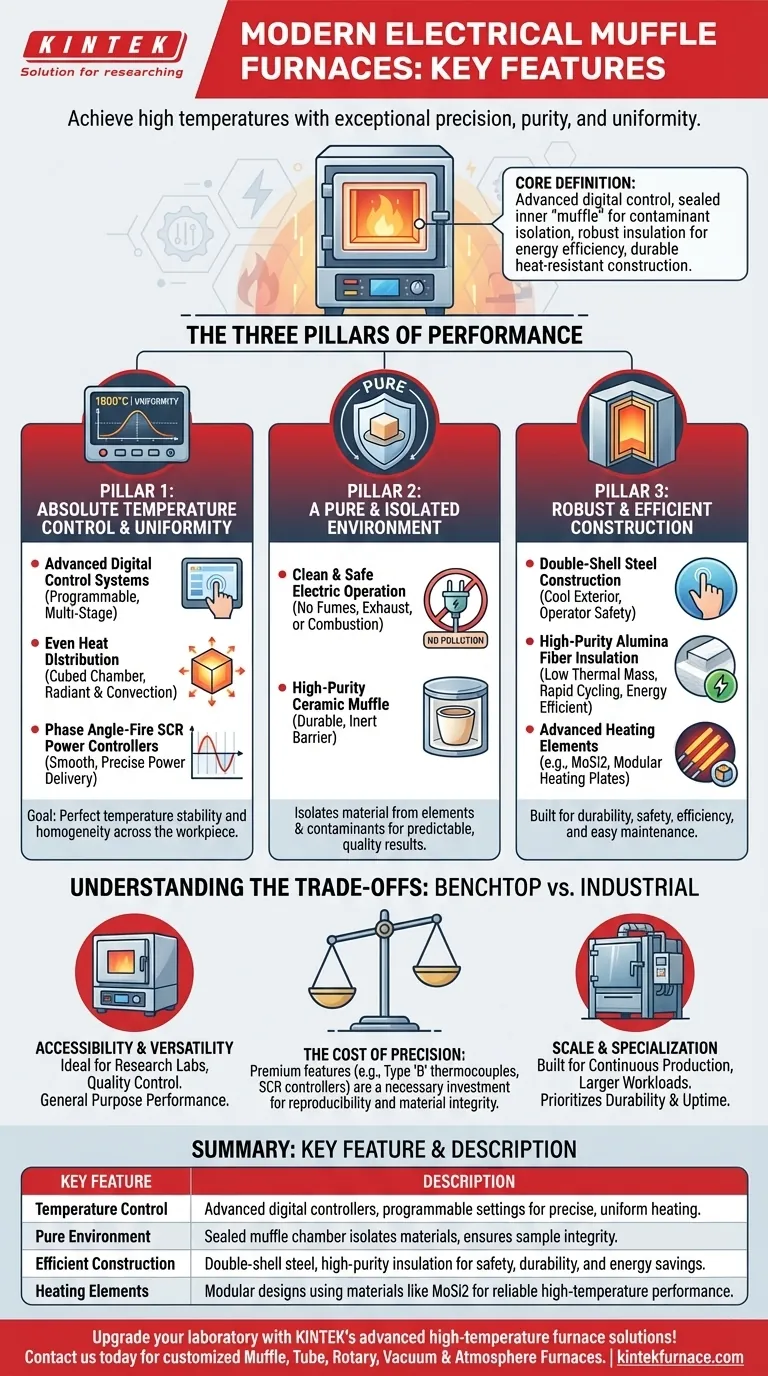 What are the key features of modern electrical muffle furnaces? Achieve Precise, Pure, and Efficient High-Temp Processing Visual Guide