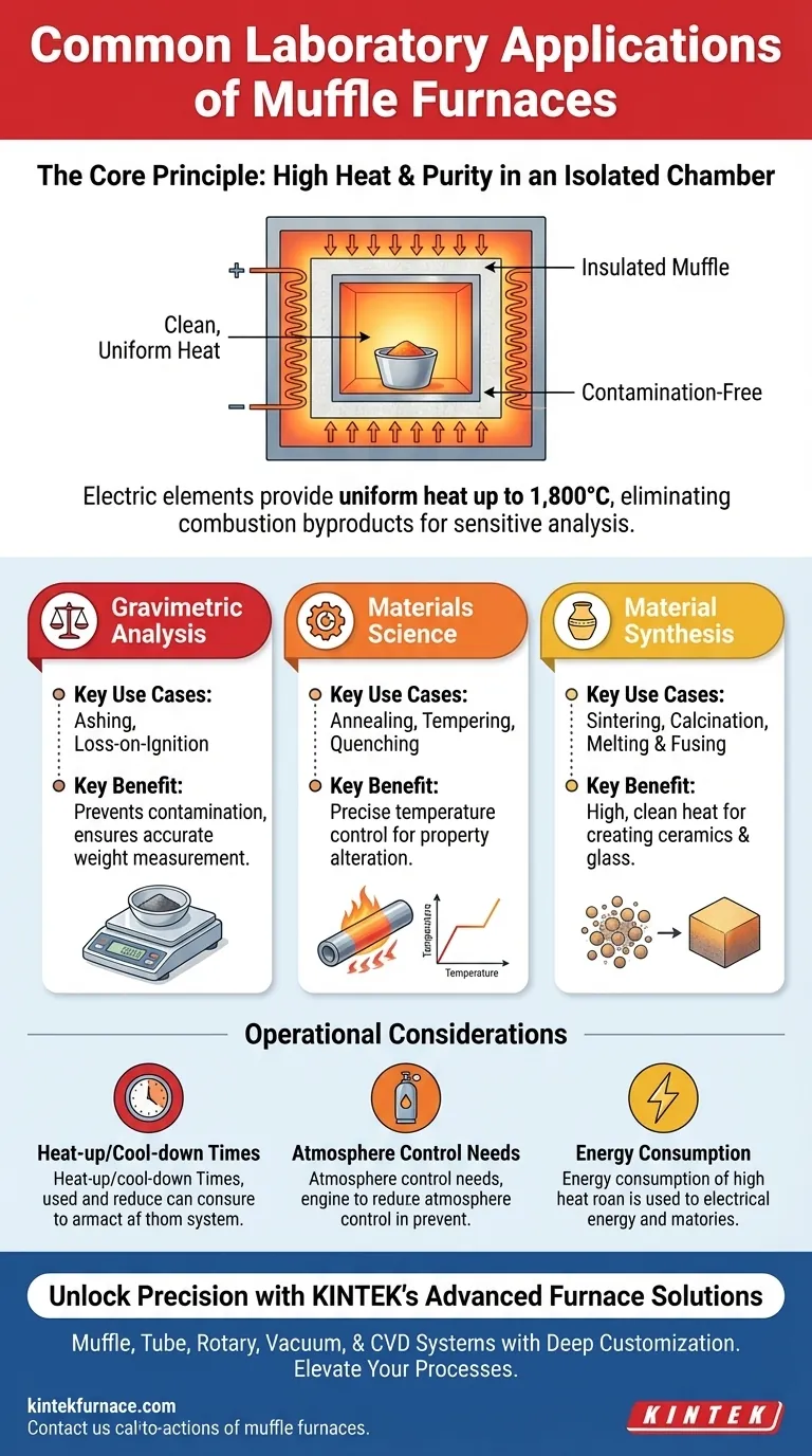 Quais são as aplicações laboratoriais comuns de fornos mufla? Essenciais para Processos de Aquecimento de Alta Pureza Guia Visual