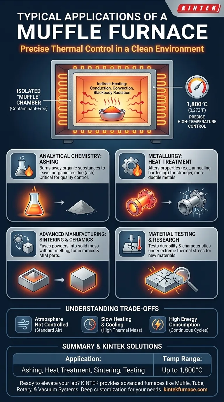 What are the typical applications of a muffle furnace? Achieve Precision and Purity in High-Temp Processes Visual Guide
