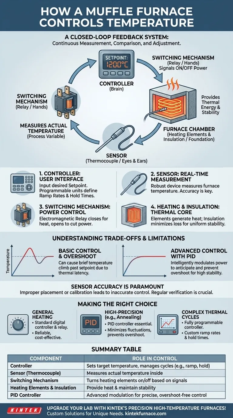 Como a temperatura é controlada em um forno mufla? Alcance aquecimento de precisão para o seu laboratório Guia Visual