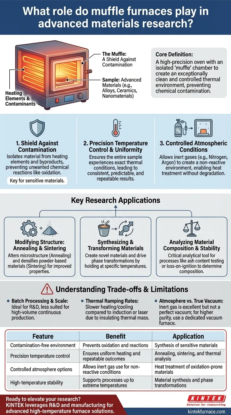 Que papel desempenham os fornos mufla na pesquisa de materiais avançados? Essencial para Processamento Térmico Preciso Guia Visual