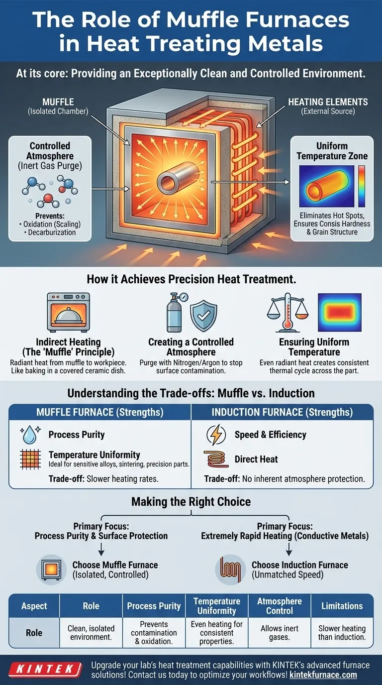 Qual é o papel dos fornos de mufla no tratamento térmico de metais? Alcance um Processamento de Metais Limpo e Controlado Guia Visual
