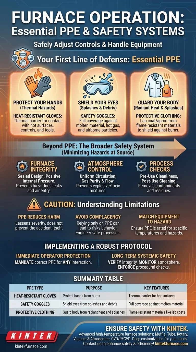 炉の運転中に制御器の調整や機器の操作を行う際に推奨されるPPEは何ですか？オペレーターの安全のための必須装備 ビジュアルガイド
