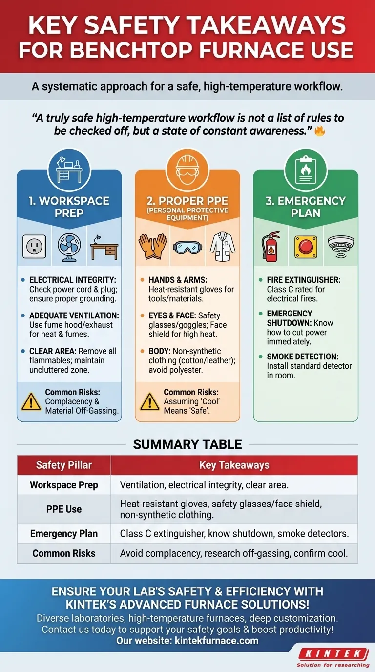 What are the key safety takeaways for using a benchtop furnace? Ensure Safe Operation in Your Lab Visual Guide