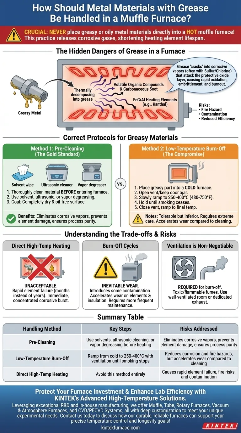 Como os materiais metálicos com graxa devem ser manuseados em um forno mufla? Evite danos e prolongue a vida útil do forno Guia Visual