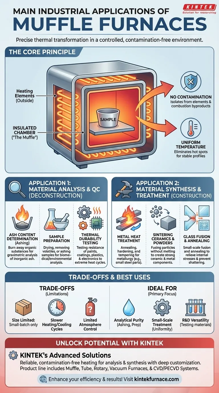 Quais são as principais aplicações industriais dos fornos mufla? Aquecimento de precisão para análise e síntese Guia Visual