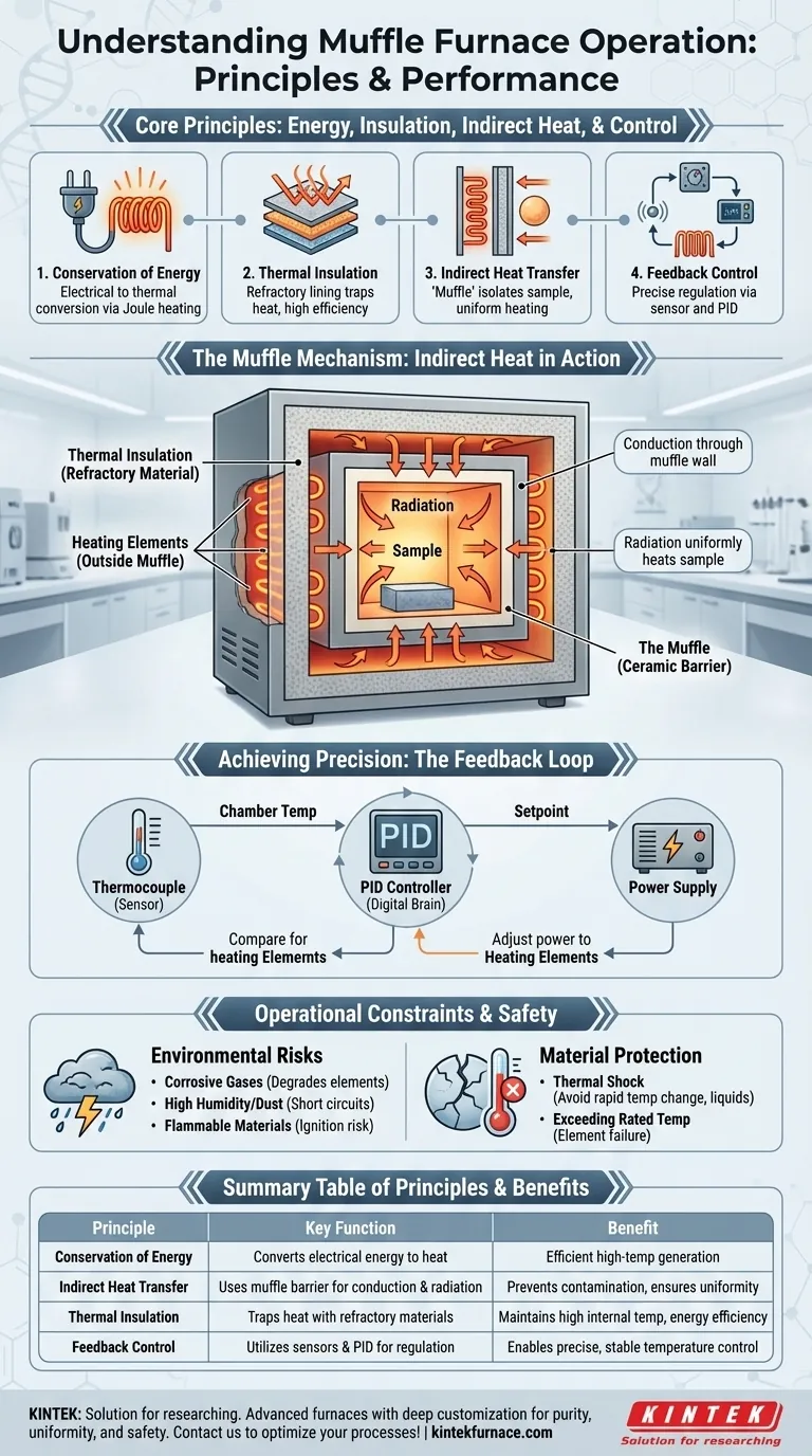 Quais princípios físicos governam a operação de um forno mufla? Domine Energia, Transferência de Calor e Controle Guia Visual