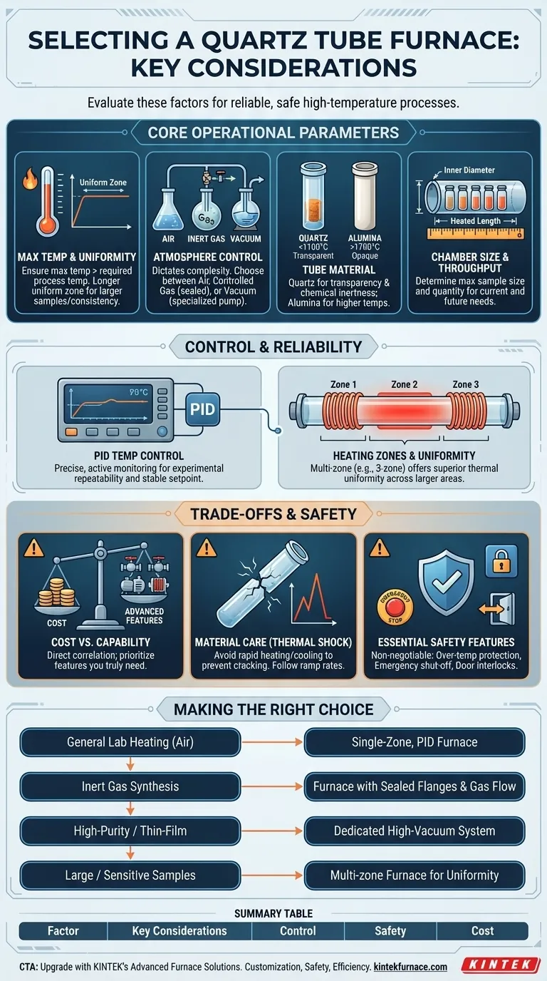 What factors should be considered when purchasing a quartz tube furnace? Ensure Reliable High-Temperature Processing Visual Guide