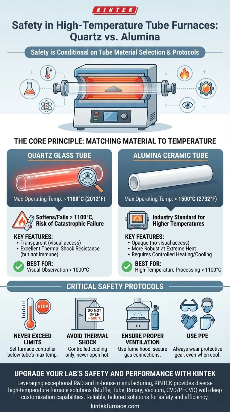 Is it safe to use a quartz tube furnace at high temperatures? Ensure Safety with the Right Tube Material Visual Guide