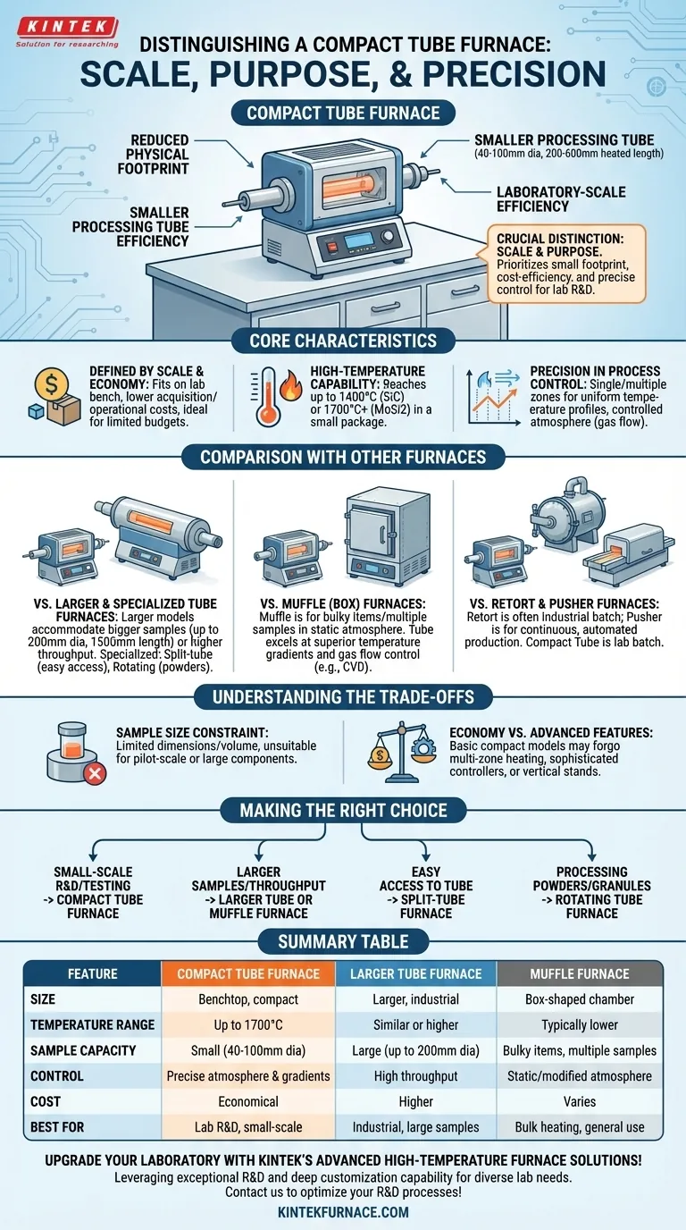 O que distingue um forno tubular compacto de outros tipos? Ideal para Precisão em Laboratório de Pequena Escala Guia Visual