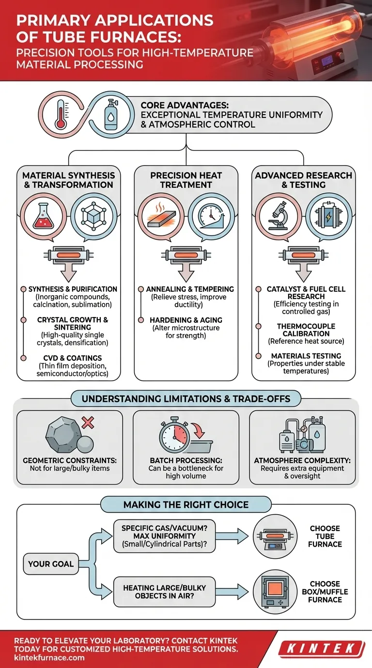 Quais são as principais aplicações dos fornos tubulares? Desbloqueie a Precisão no Processamento de Alta Temperatura Guia Visual