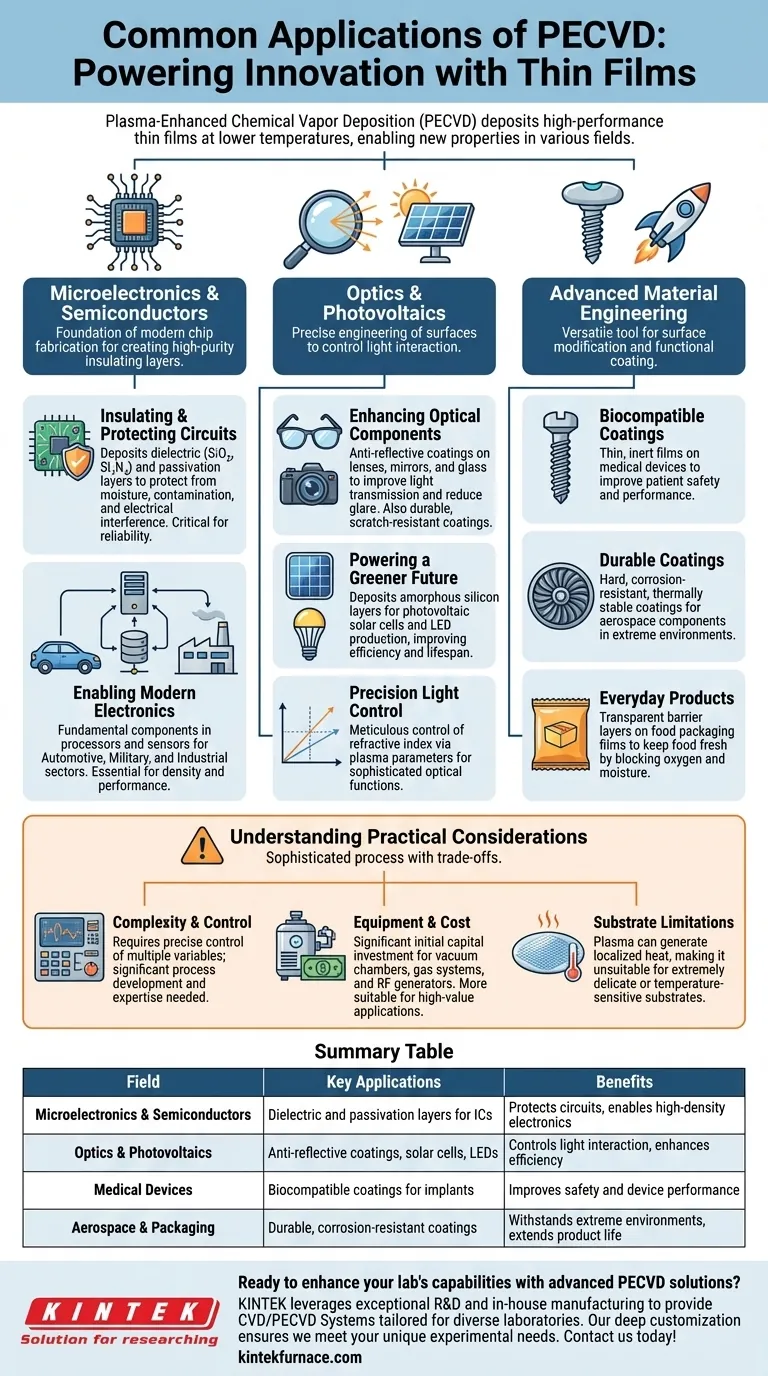 In which fields is PECVD commonly used? Essential Thin-Film Tech for Electronics, Optics, and More Visual Guide