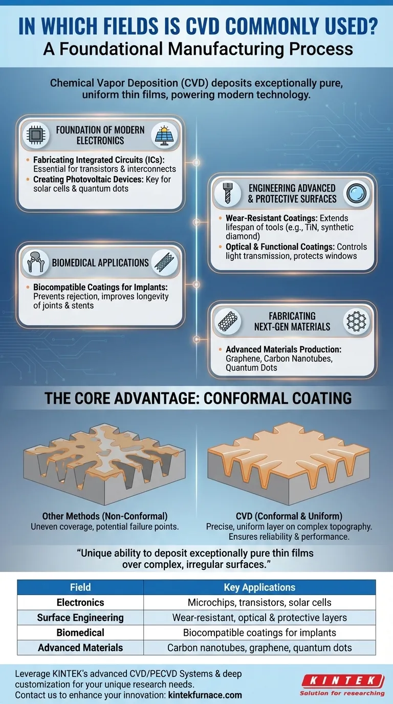 Dans quels domaines la CVD est-elle couramment utilisée ? Applications essentielles en électronique, revêtements et plus encore Guide Visuel