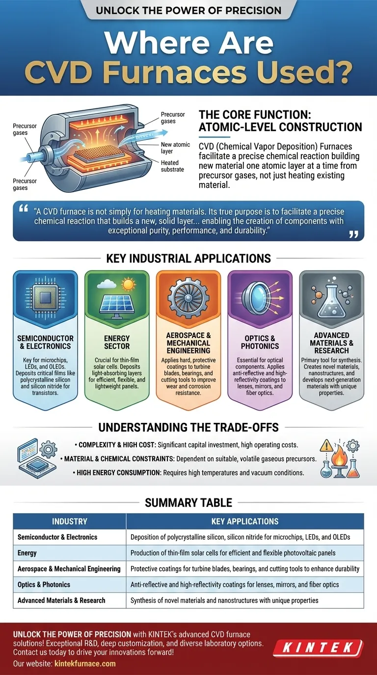 В каких отраслях широко используются печи химического осаждения из газовой фазы (CVD)? Важно для высокотехнологичного производства Визуальное руководство
