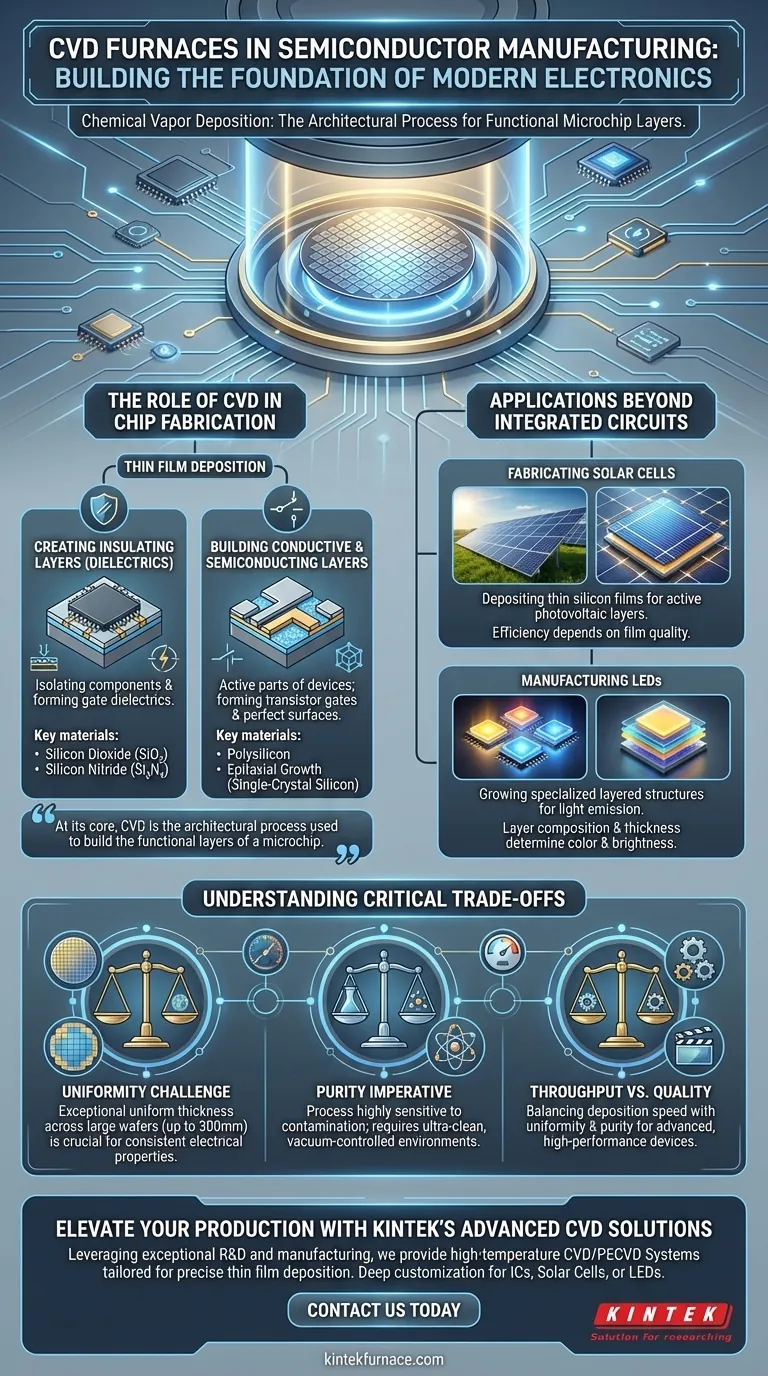 What are some applications of CVD furnaces in the semiconductor industry? Essential for Thin Film Deposition in Chip Making Visual Guide