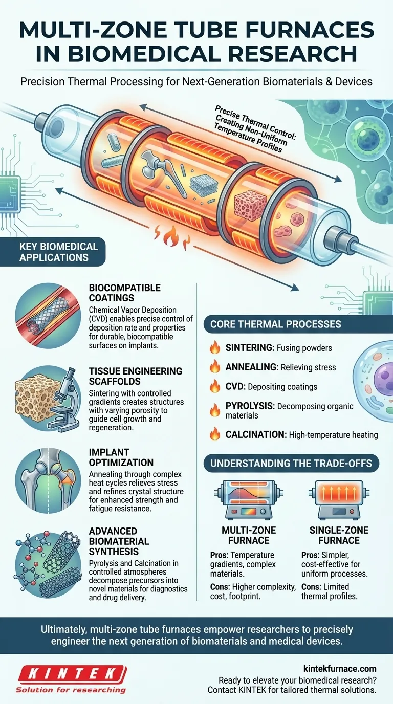 Como os fornos tubulares multizona são aplicados na pesquisa biomédica? Desbloqueando a Engenharia Avançada de Biomateriais Guia Visual