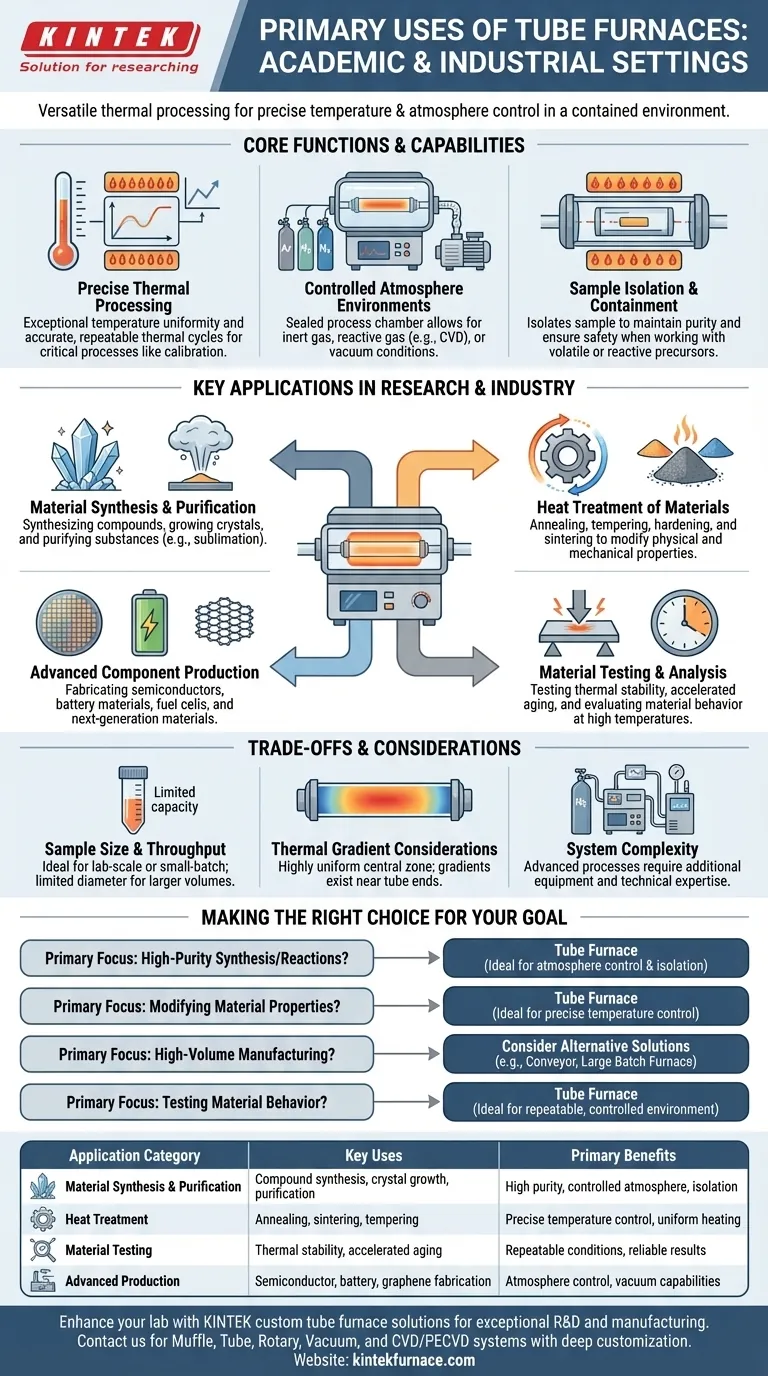 Was sind die Hauptanwendungen von Rohröfen in akademischen und industriellen Umgebungen? Präzise thermische Prozesse erschließen Visuelle Anleitung