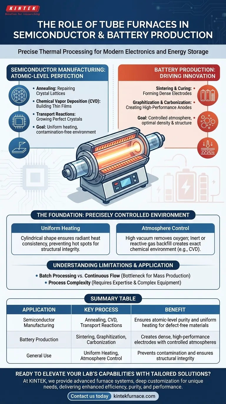 Какую роль играют трубчатые печи в производстве полупроводников и аккумуляторов? Откройте для себя точность высокотемпературной обработки Визуальное руководство