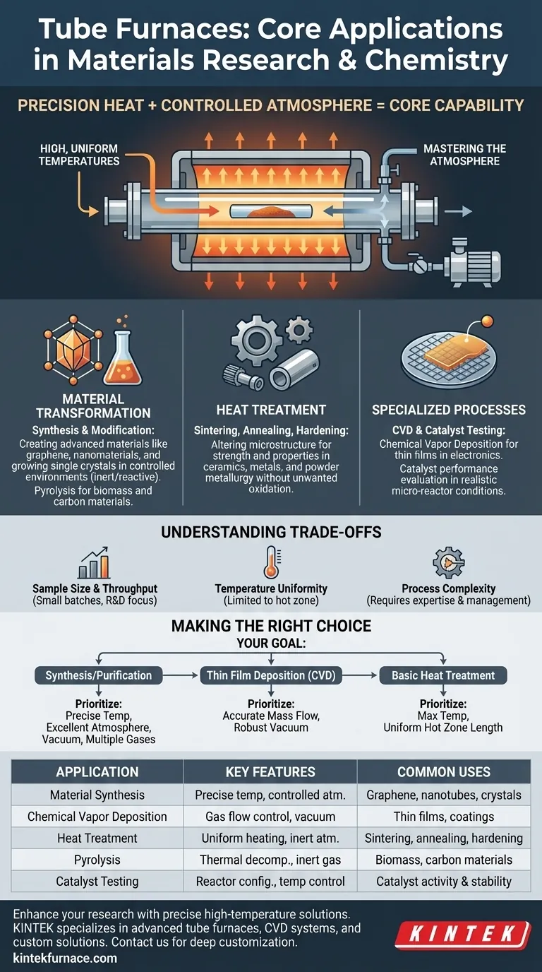 What are the key applications of tube furnaces in materials research and chemistry? Unlock Precise High-Temperature Processing Visual Guide