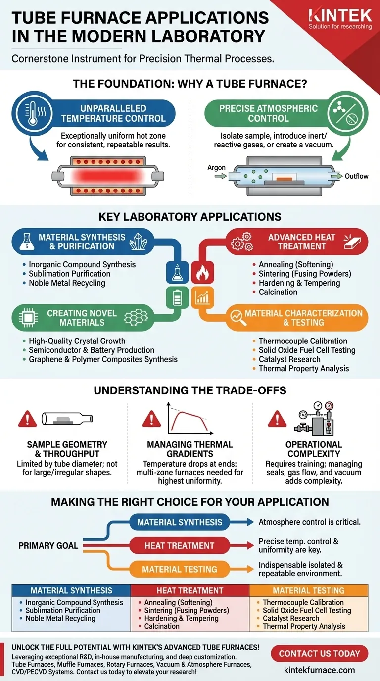 Quais aplicações laboratoriais utilizam fornos tubulares? Essencial para Síntese de Materiais e Tratamento Térmico Guia Visual