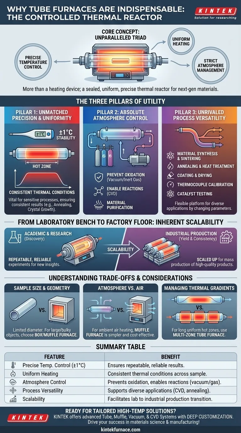 Cosa rende indispensabili i forni a tubo in ambito accademico e industriale? Sblocca il riscaldamento di precisione per materiali avanzati Guida Visiva