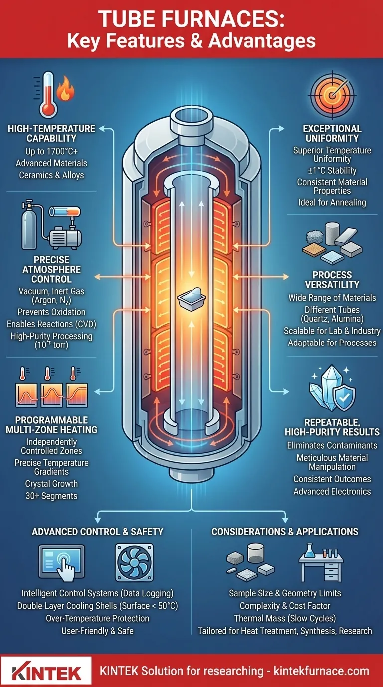 Was sind die Hauptmerkmale und Vorteile von Rohröfen? Präzise Steuerung für die Hochtemperatur-Materialverarbeitung Visuelle Anleitung