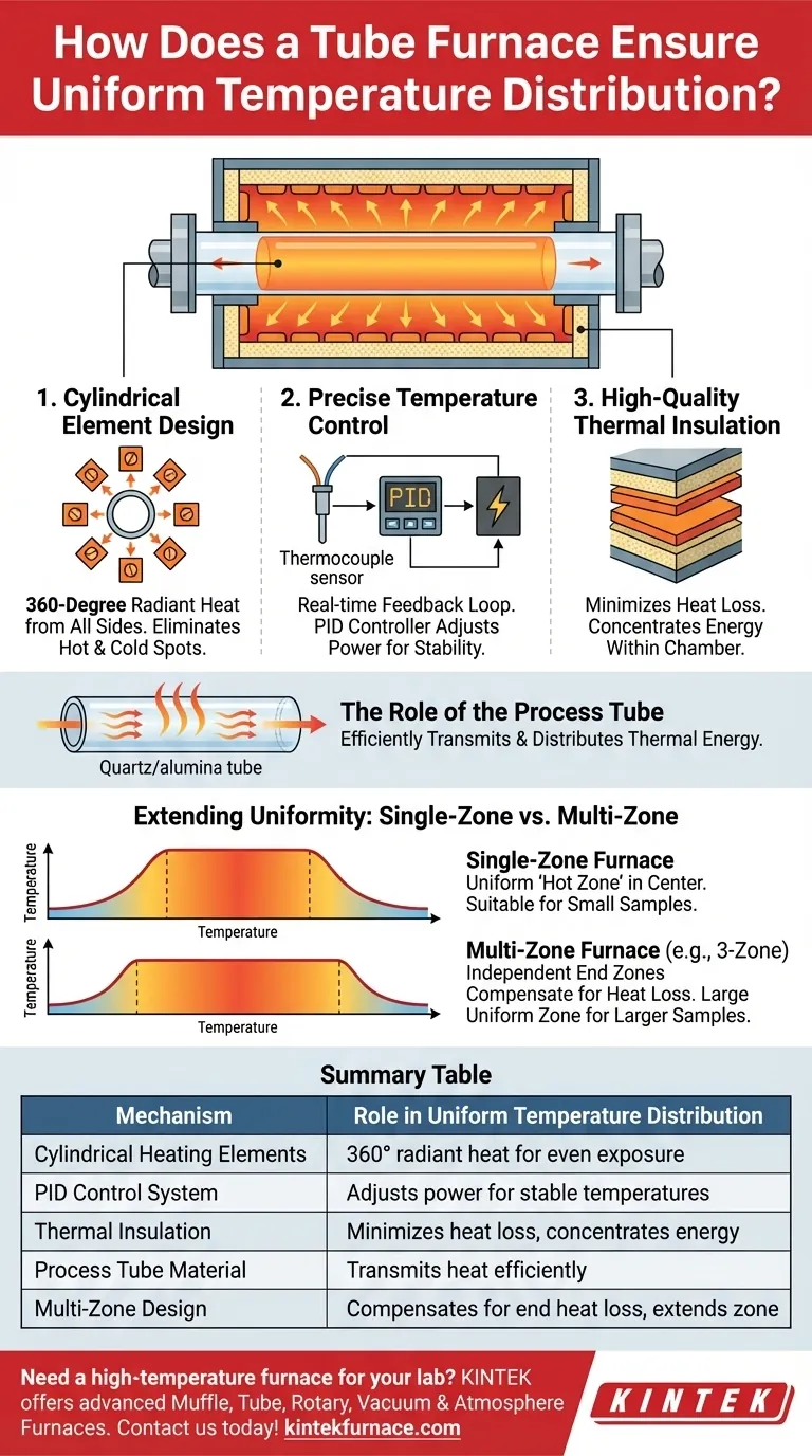 Come fa un forno a tubi a garantire una distribuzione uniforme della temperatura?Caratteristiche principali per un controllo preciso del calore Guida Visiva
