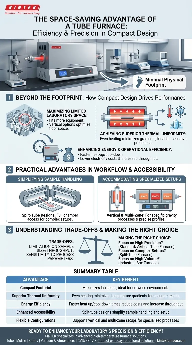 Why is the space-saving design of a tube furnace advantageous? Unlock Efficiency in Your Lab Visual Guide