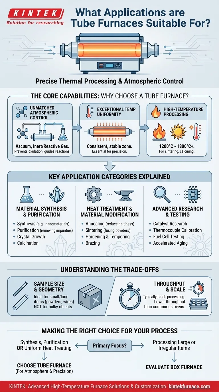 Per quali tipi di applicazioni sono adatte le fornaci a tubo? Ideali per un trattamento termico preciso in laboratorio. Guida Visiva