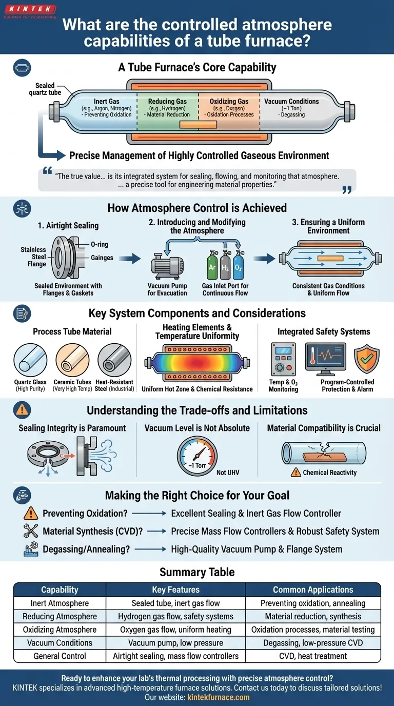 What are the controlled atmosphere capabilities of a tube furnace? Unlock Precise Gas Control for Your Lab Visual Guide