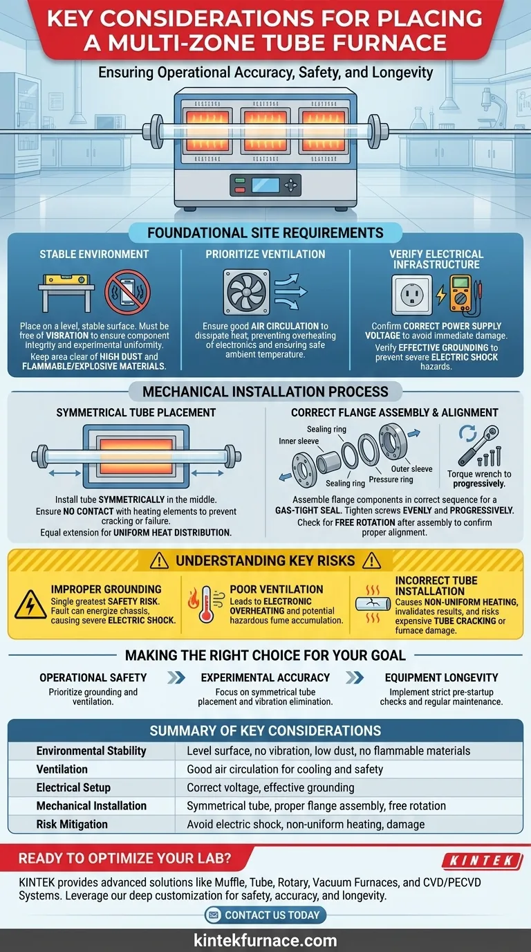 Was sind die wichtigsten Überlegungen bei der Aufstellung eines Mehrzonen-Rohrofens? Gewährleistung von Sicherheit, Genauigkeit und Langlebigkeit Visuelle Anleitung