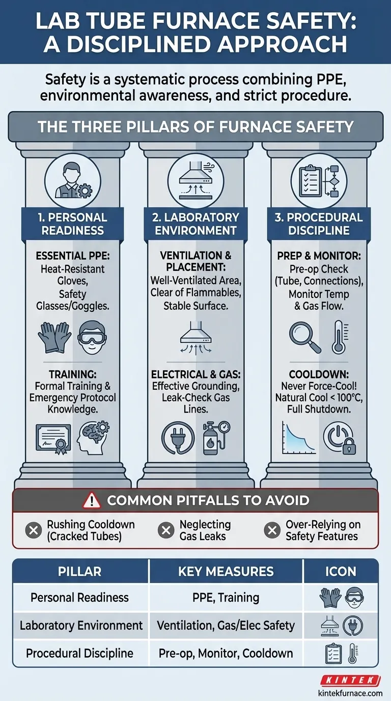 Quali misure di sicurezza dovrebbero essere adottate durante il funzionamento di un forno a tubo da laboratorio? Passaggi essenziali per un lavoro di laboratorio senza rischi Guida Visiva