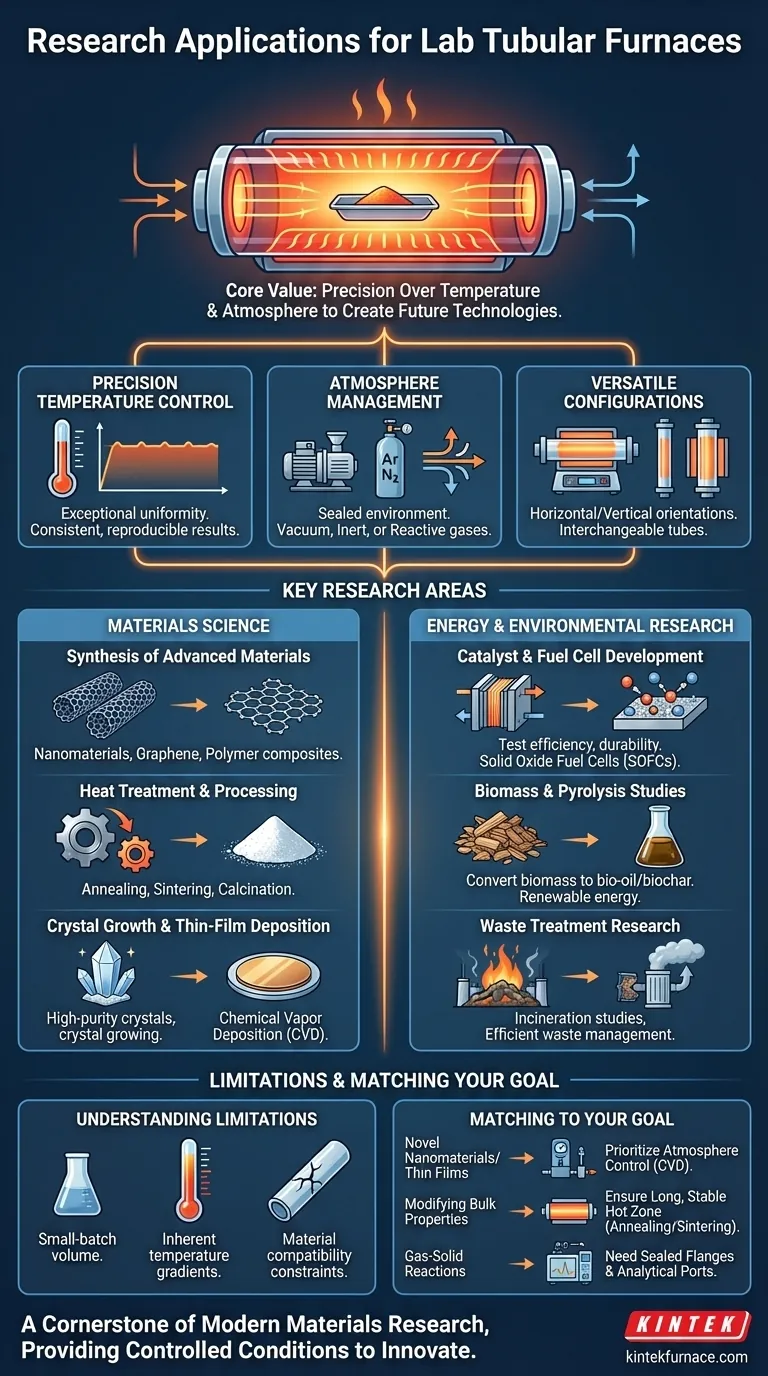 Quali sono alcuni esempi di applicazioni di ricerca per i forni tubolari da laboratorio? Sblocca la precisione negli esperimenti ad alta temperatura Guida Visiva