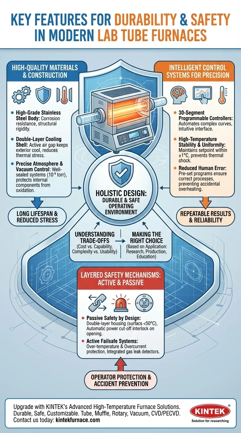 What are the key features that ensure durability and safety in modern lab tube furnaces? Discover Reliable High-Temp Solutions Visual Guide