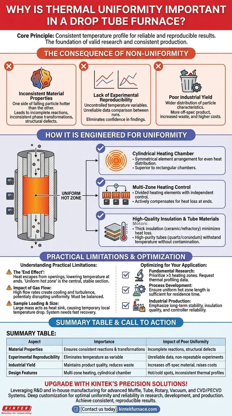 Por que a uniformidade térmica é importante em um forno de tubo de queda? Garanta resultados confiáveis e processos consistentes Guia Visual