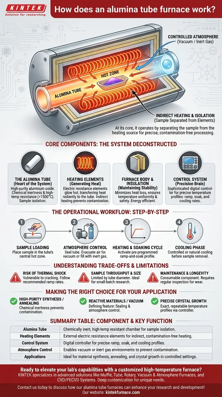 Come funziona un forno a tubi di allumina?Spiegazioni sul riscaldamento di precisione ad alta temperatura Guida Visiva