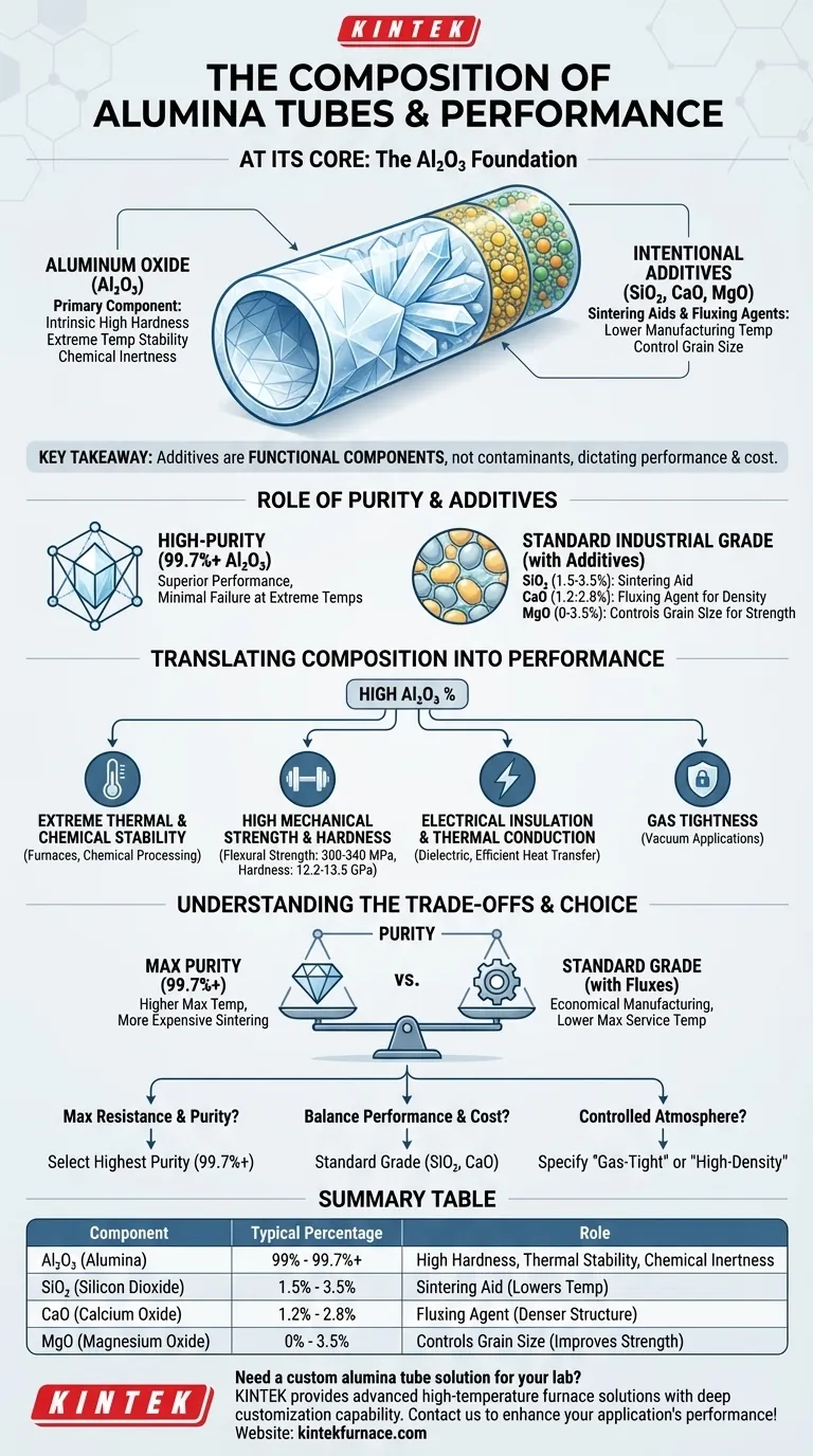 What are the main composition percentages of alumina tubes? Optimize Performance for High-Temperature Applications Visual Guide
