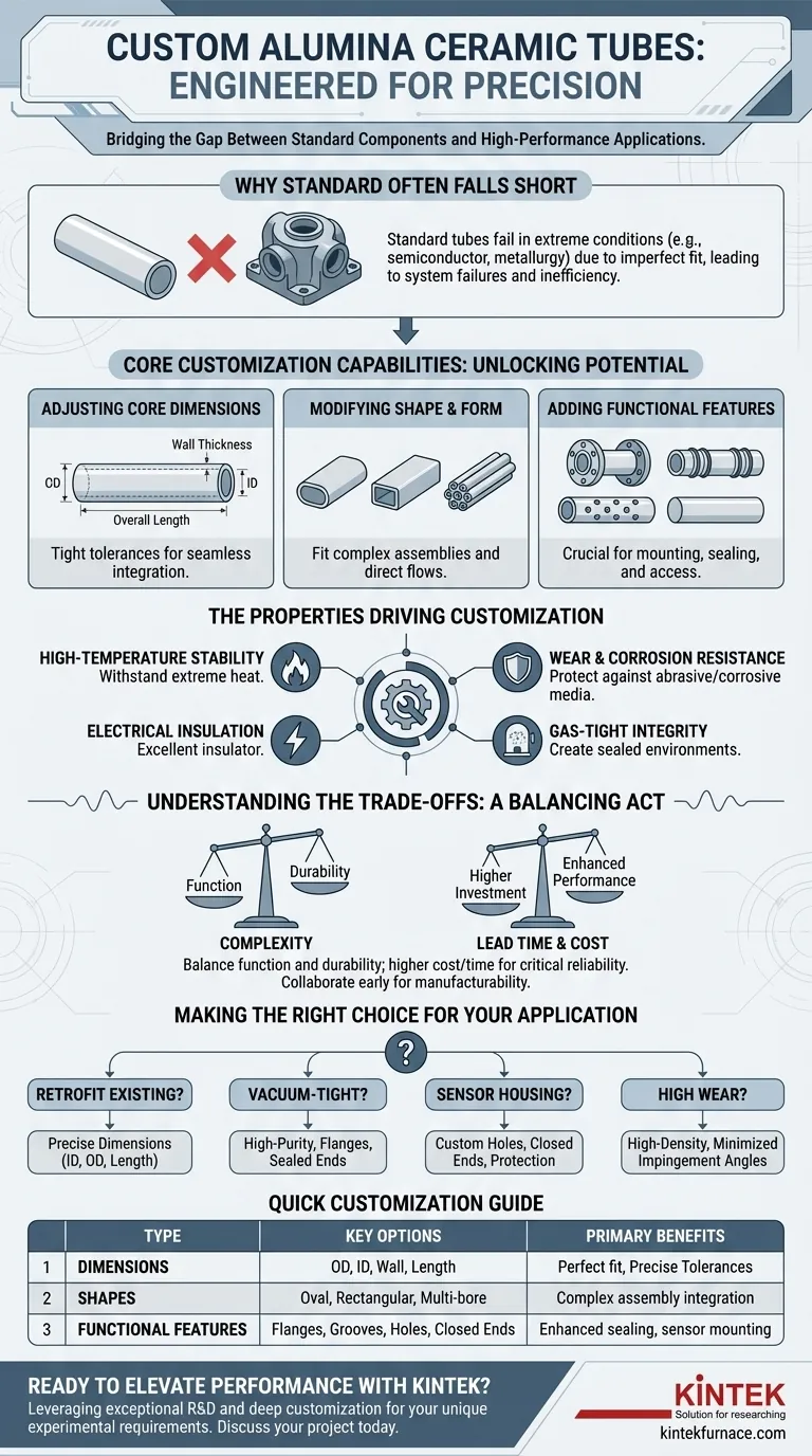 Quais opções de personalização estão disponíveis para tubos de cerâmica de alumina? Adapte para aplicações de alta temperatura e resistentes à corrosão Guia Visual