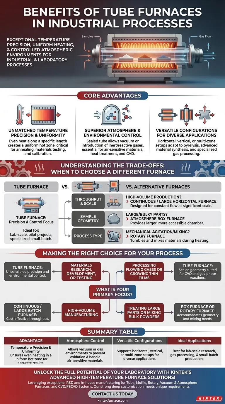 What are the benefits of using tube furnaces in industrial processes? Achieve Precision and Control for Your Lab Visual Guide