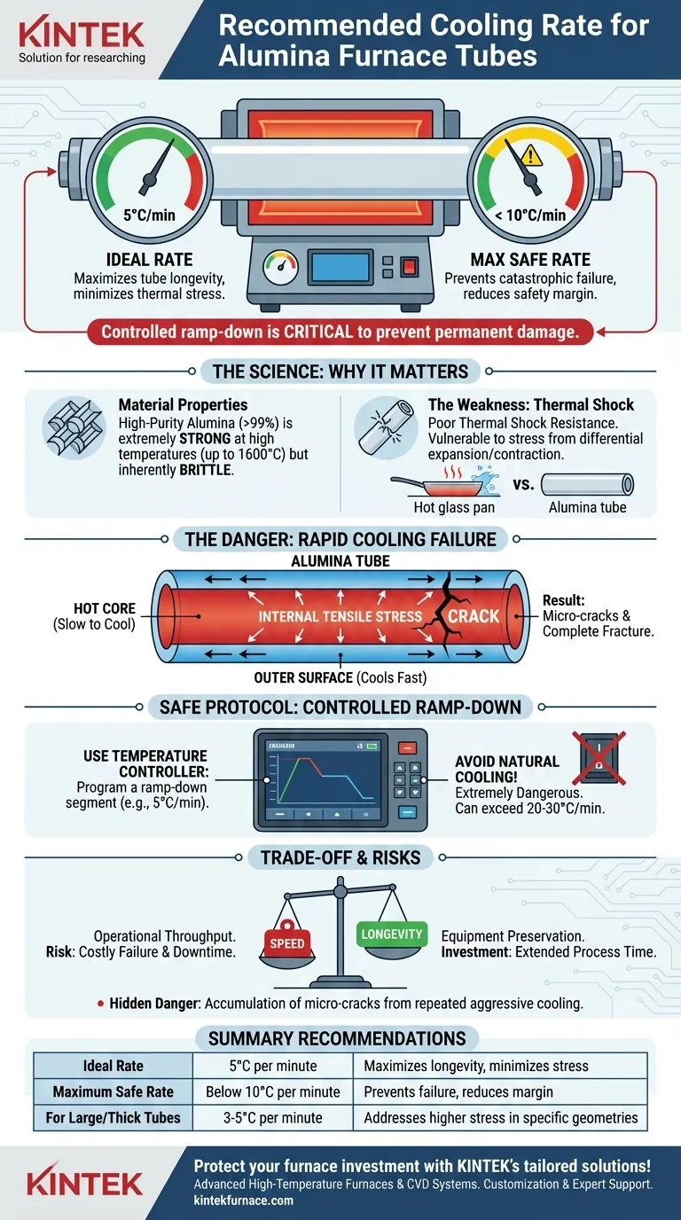 Qual è la velocità di raffreddamento raccomandata per il tubo di forni in allumina? Prevenire lo shock termico e prolungare la vita del tubo Guida Visiva