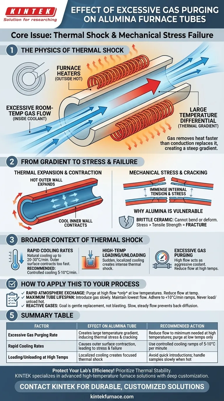 In che modo una velocità di spurgo del gas eccessiva influisce sul tubo del forno in allumina? Prevenire le crepe ed estendere la durata del tubo Guida Visiva