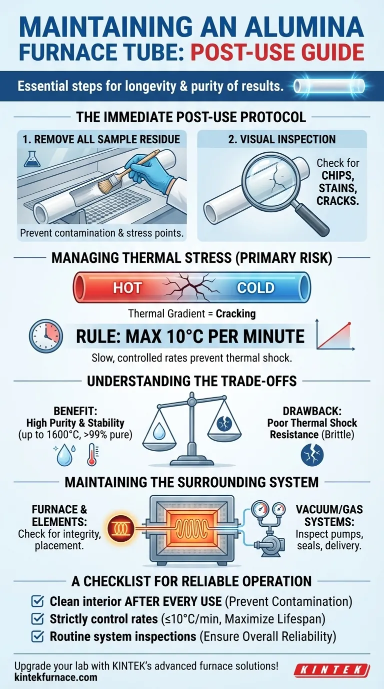 Que manutenção é necessária após o uso do tubo de forno de alumina? Garanta longevidade e pureza no seu laboratório Guia Visual