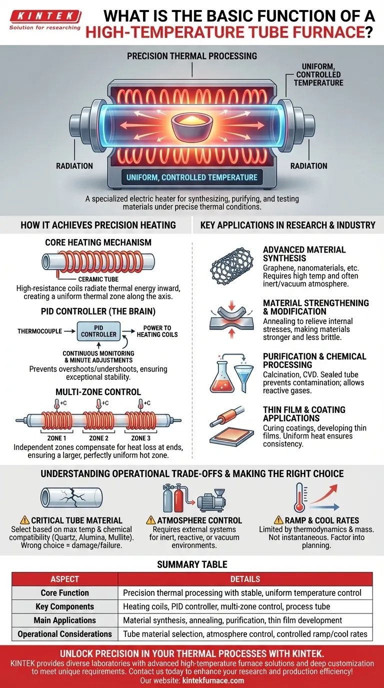 Quelle est la fonction principale d'un four tubulaire à haute température ? Traitement thermique de précision pour la synthèse des matériaux Guide Visuel