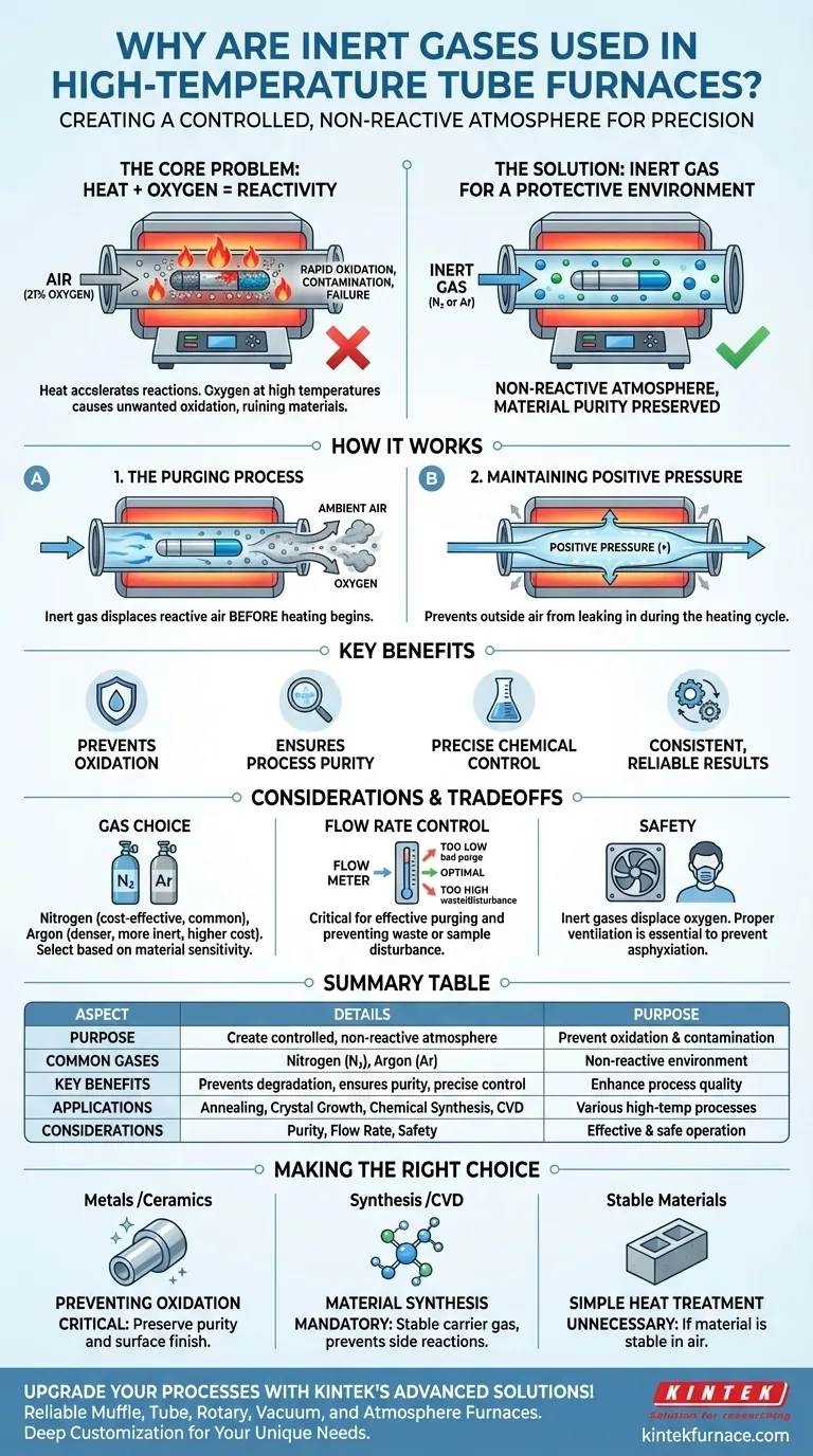 Porque é que os gases inertes são utilizados num forno tubular de alta temperatura?Essencial para um processamento livre de oxidação Guia Visual